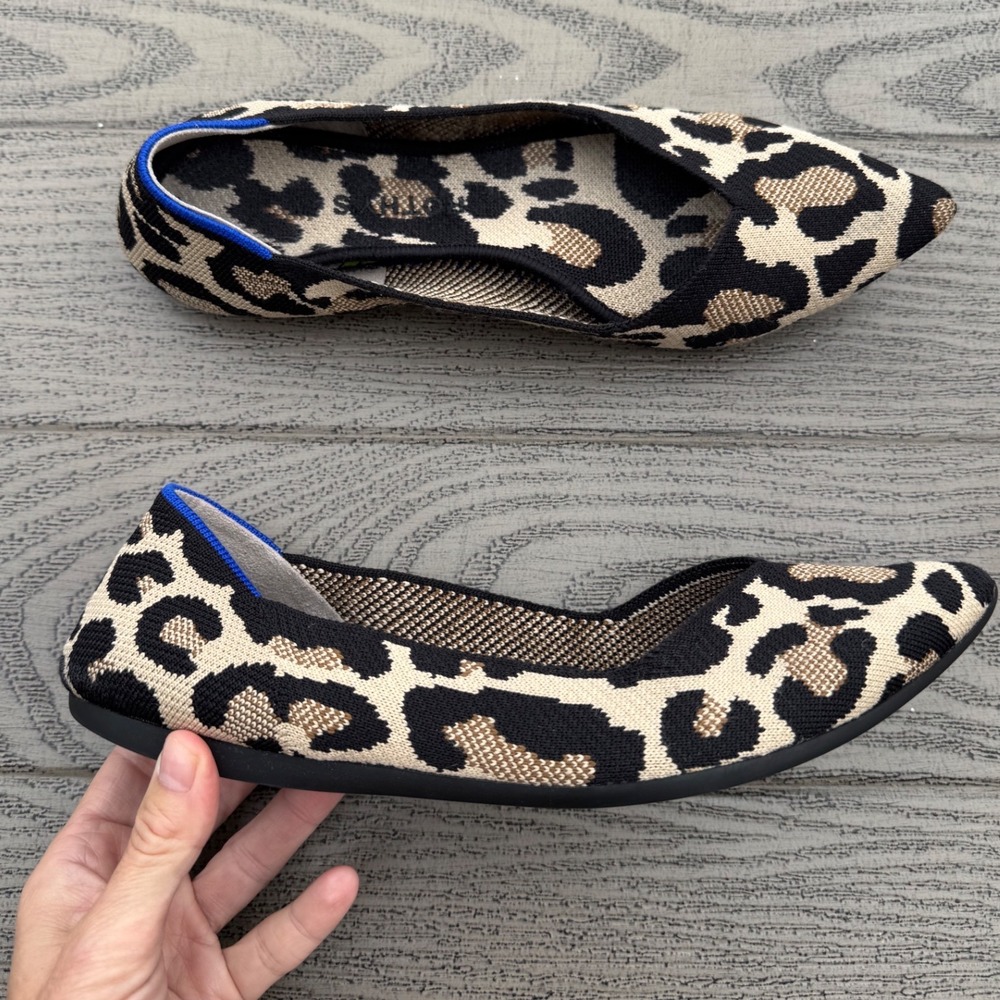 Rothy's The Point Women 10.5 Desert Cat Pointed Toe Knit Ballet Flat SlipOn Shoe